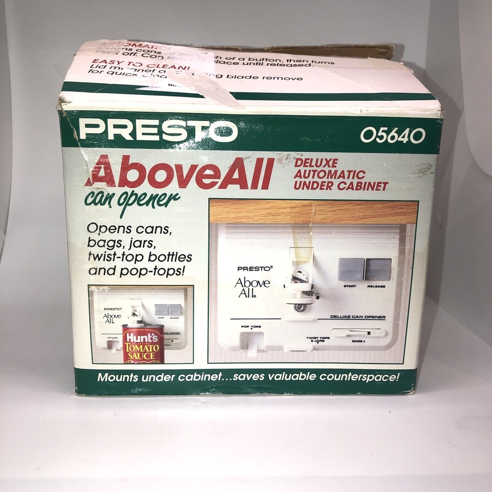 Presto Above All Deluxe Can Opener 05640 Automatic Under Cabinet NEW Open Box